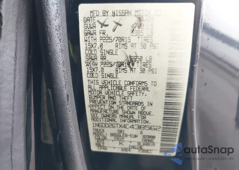 2004 Nissan Frontier Xe from USA, damaged, VIN 1N6DD26TX4C438562